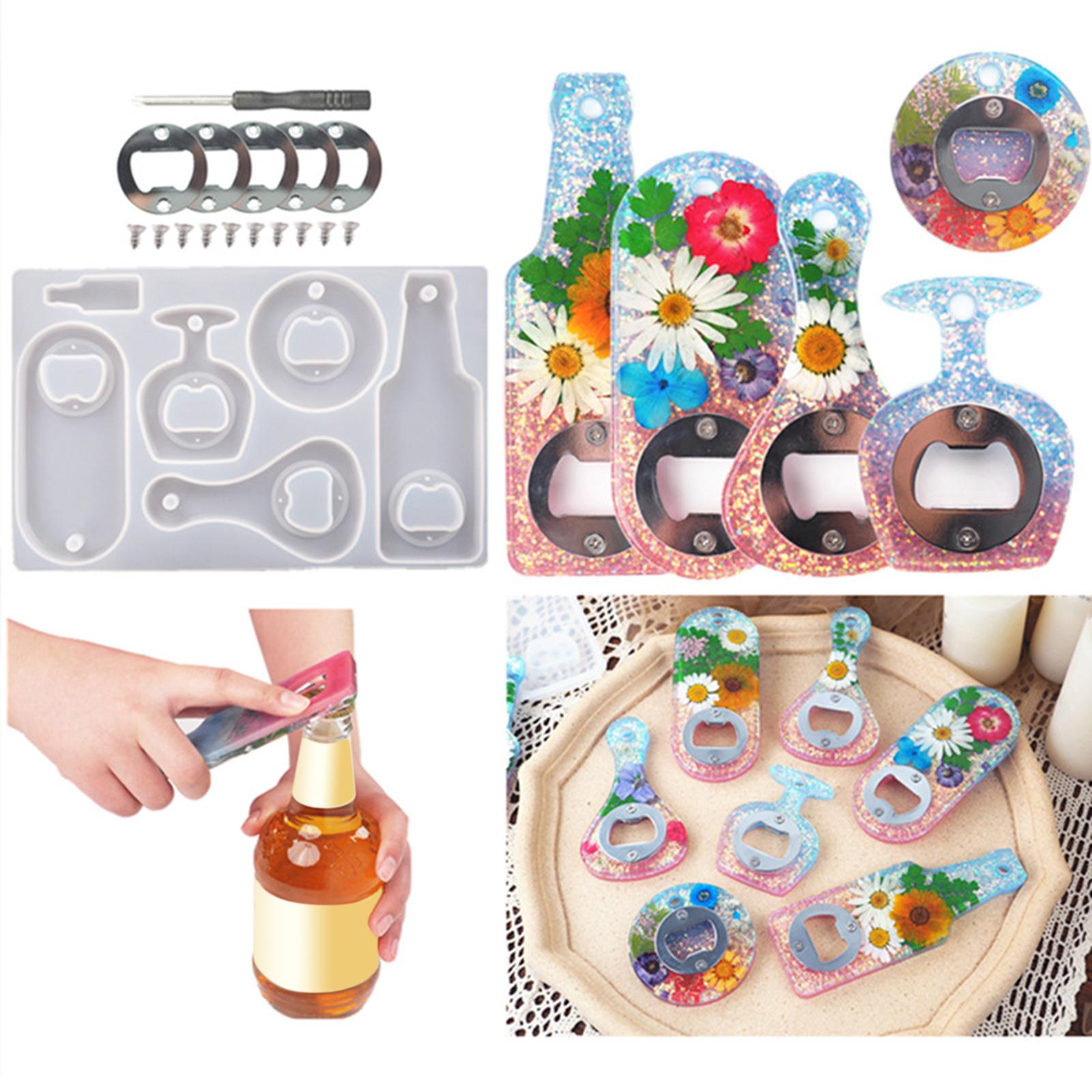 DIY Resin Molds Kit Beer Opener Silicone Molds Epoxy Mirror Silicone Mold for Art Crafts Epoxy Resin Casting Wine Corkscrew Epoxy Molds