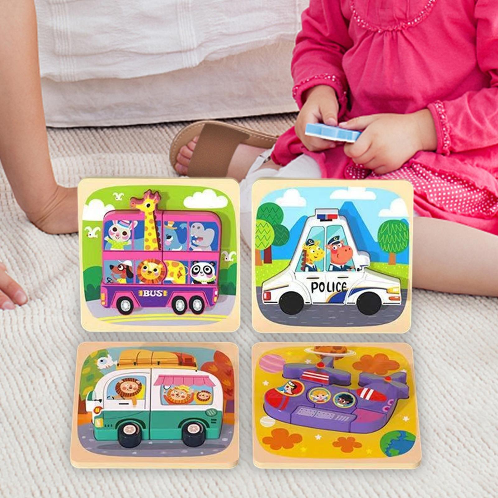 4Pcs Montessori Wooden Puzzle Toy Educational Sensory Learning Toy for Girls