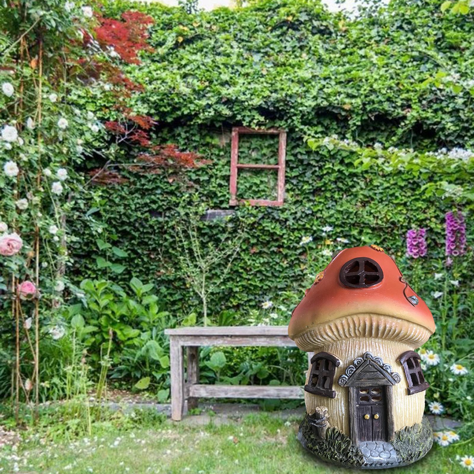 Home Mushroom House Garden Solar Powered Light Yard Patio Ornament Figurine