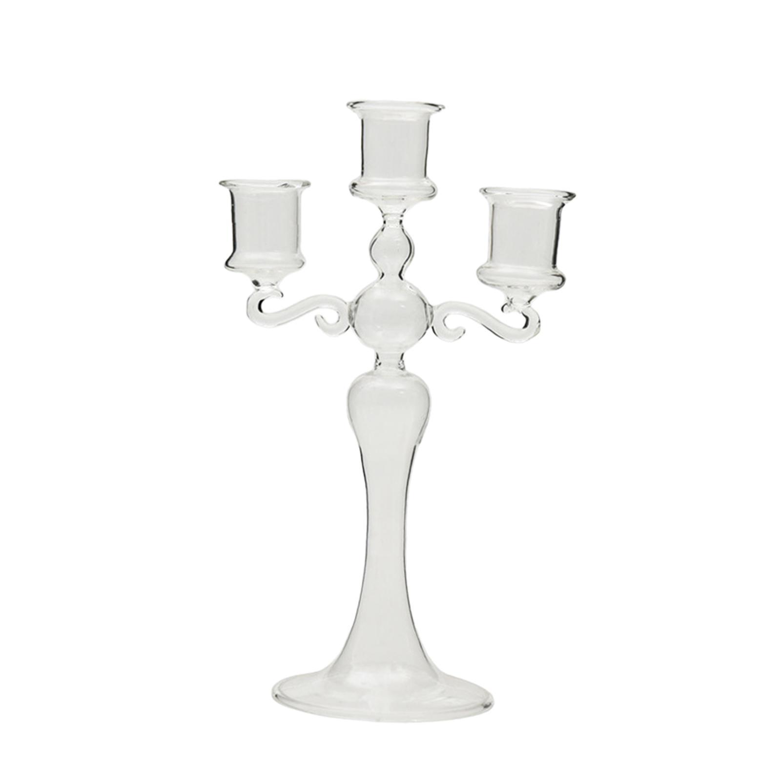 Glass Candle Holder Glass Candlestick for Mantel Dining Room Spring Festival