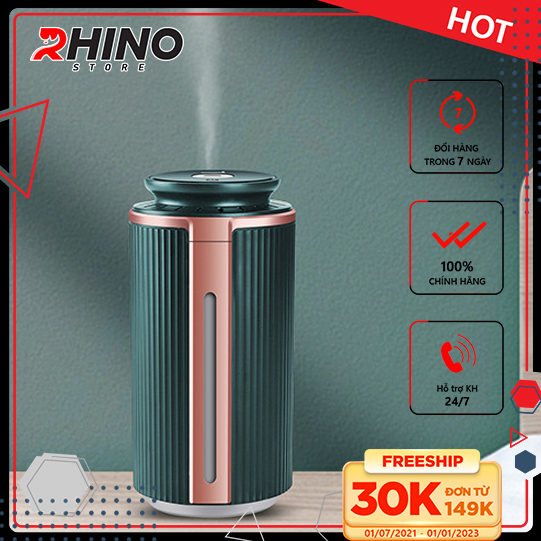 Máy phun sương xông tinh dầu tạo ẩm Rhino H102 dung tích 1000ml, không gây tiếng ồn, tích hợp đèn ngủ RGB nhiều màu, có chế độ tự ngắt - Hàng chính hãng