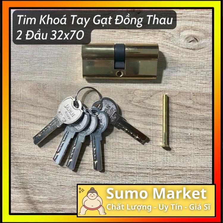 Lõi Khoá Tay Gạt Đồng Thau 2 Đầu 32x70mm
