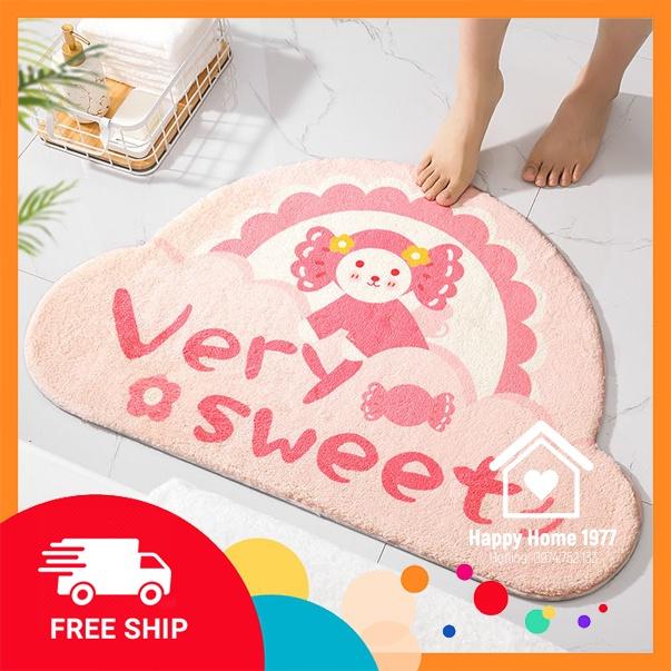 Thảm Lau Chân Thảm Chùi Chân Happy Home 1977Hoạt Hình 3D Hình Bán Nguyệt Cao Cấp Chất Lượng