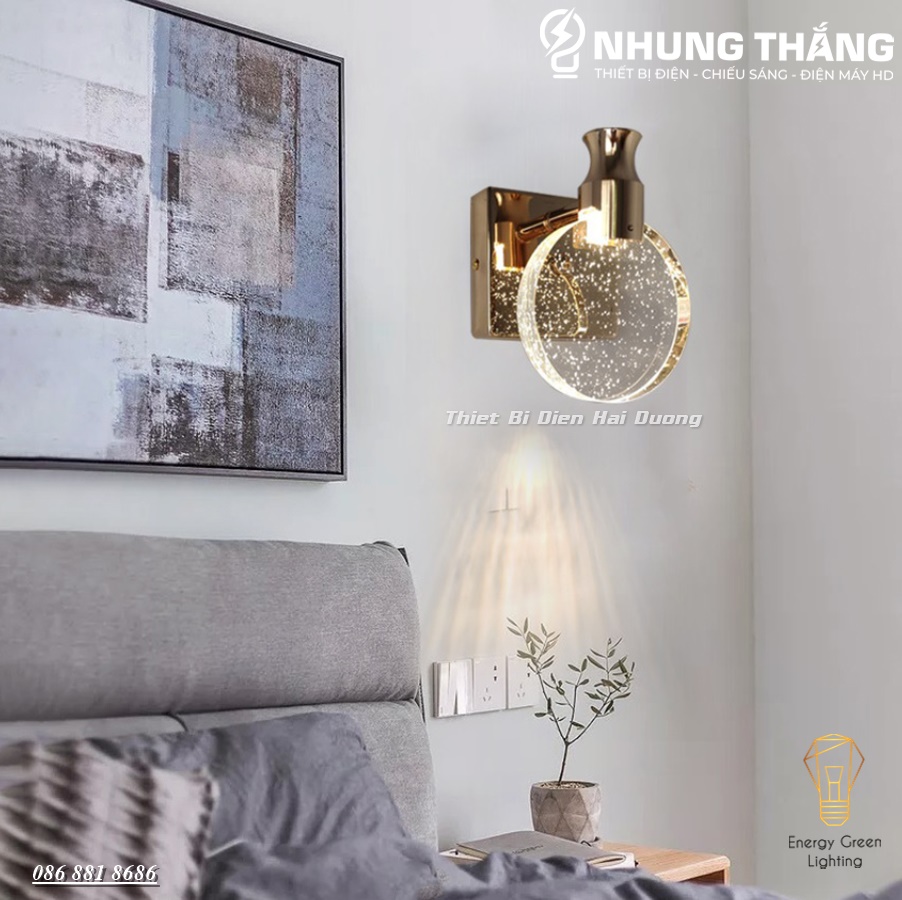 Đèn Tường Thủy Tinh DT-02 - Decor Trang Trí - Phong Cách Bắc Âu - 3 Chế Độ Ánh Sáng - Có Video