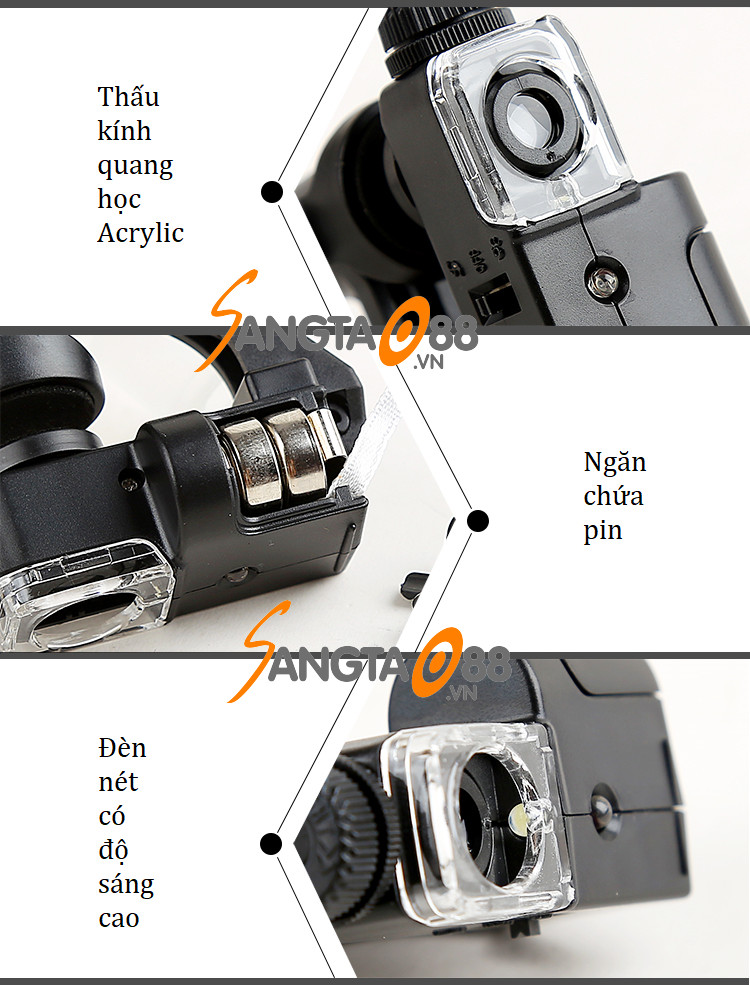 Kính lúp cầm tay 90x có đèn hỗ trợ sửa chữa đa năng cao cấp