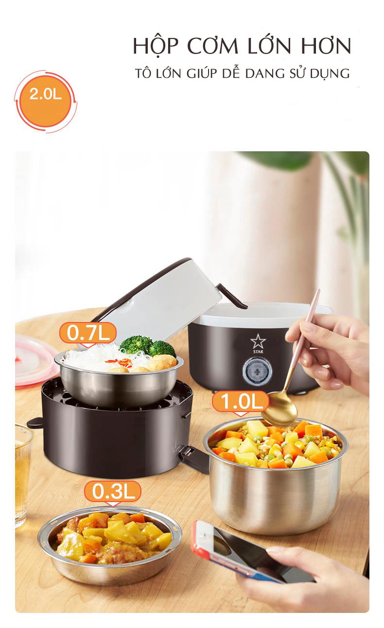 Hộp Cơm Hâm Nóng Điện 3 Tầng Inox Cao Cấp - Hàng Loại 1