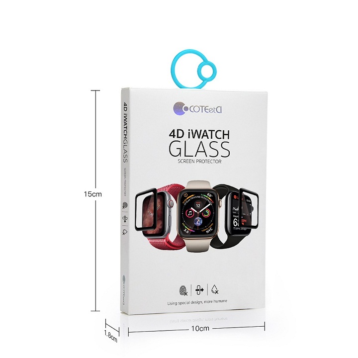 Miếng dán kính cường lực Full 4D cho Apple Watch 42mm hiệu Coteetci (Vát mỏng 2.5D, độ nét HD, phủ Nano) - Hàng chính hãng