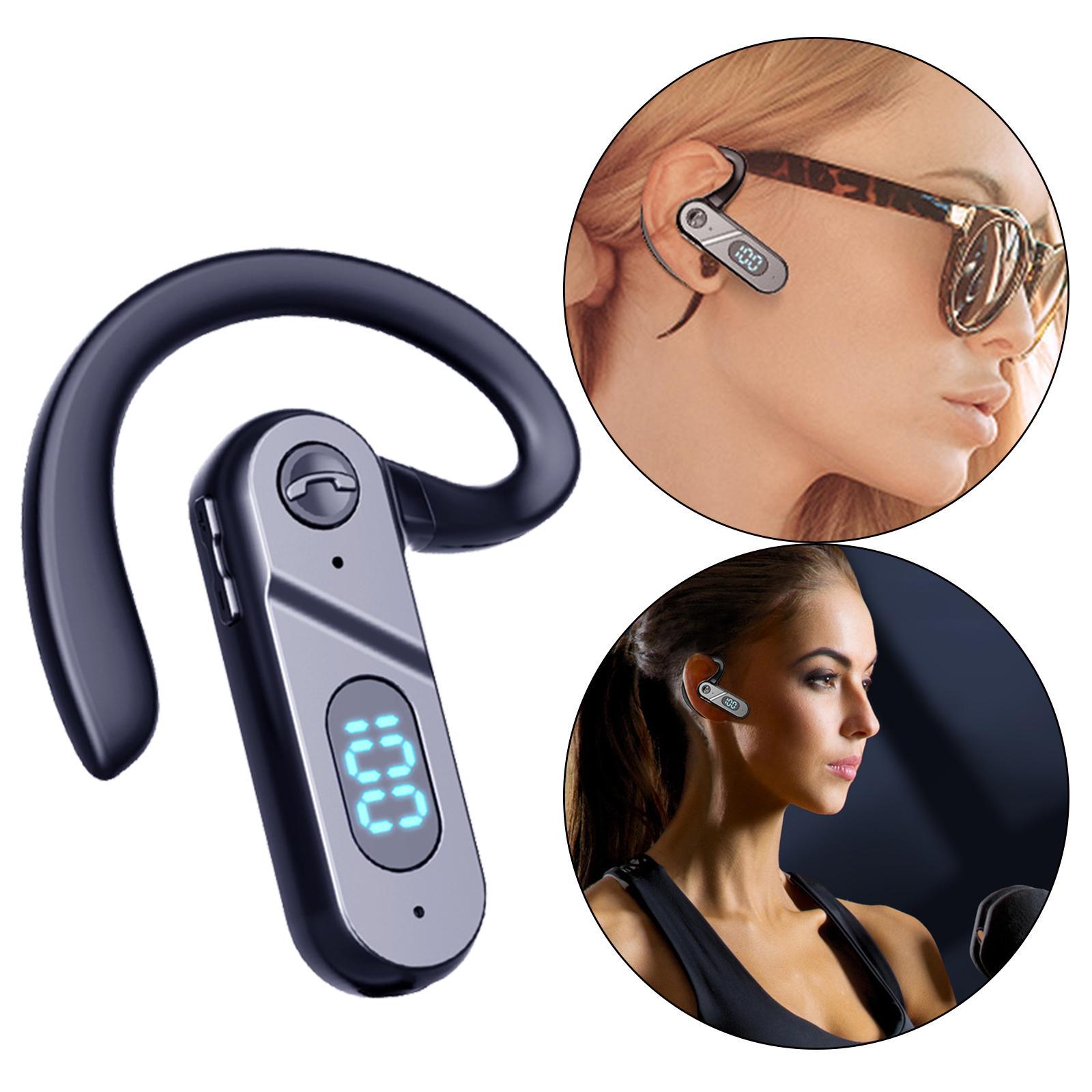 Single Ear Bluetooth Headset with Mic Noise Cancelling Earbuds Waterproof for Office