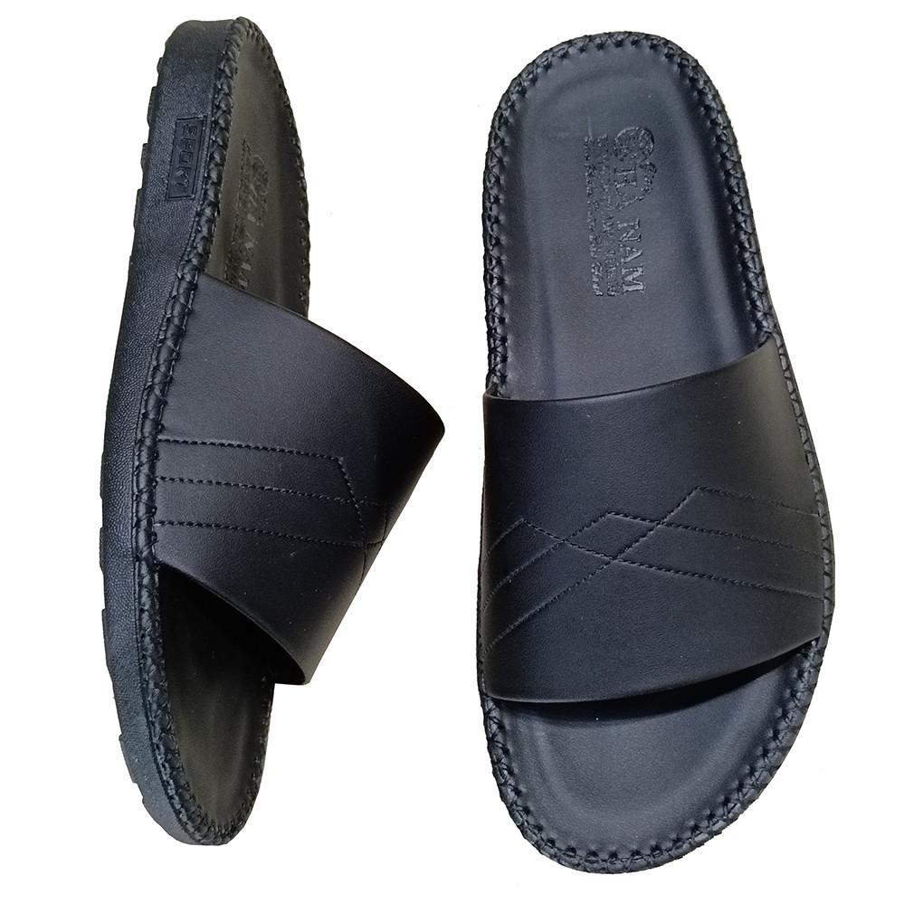 Dép Nam Da Bò HA NAM Đế Siêu Nhẹ Khâu Chỉ Toàn Bộ DNA22032