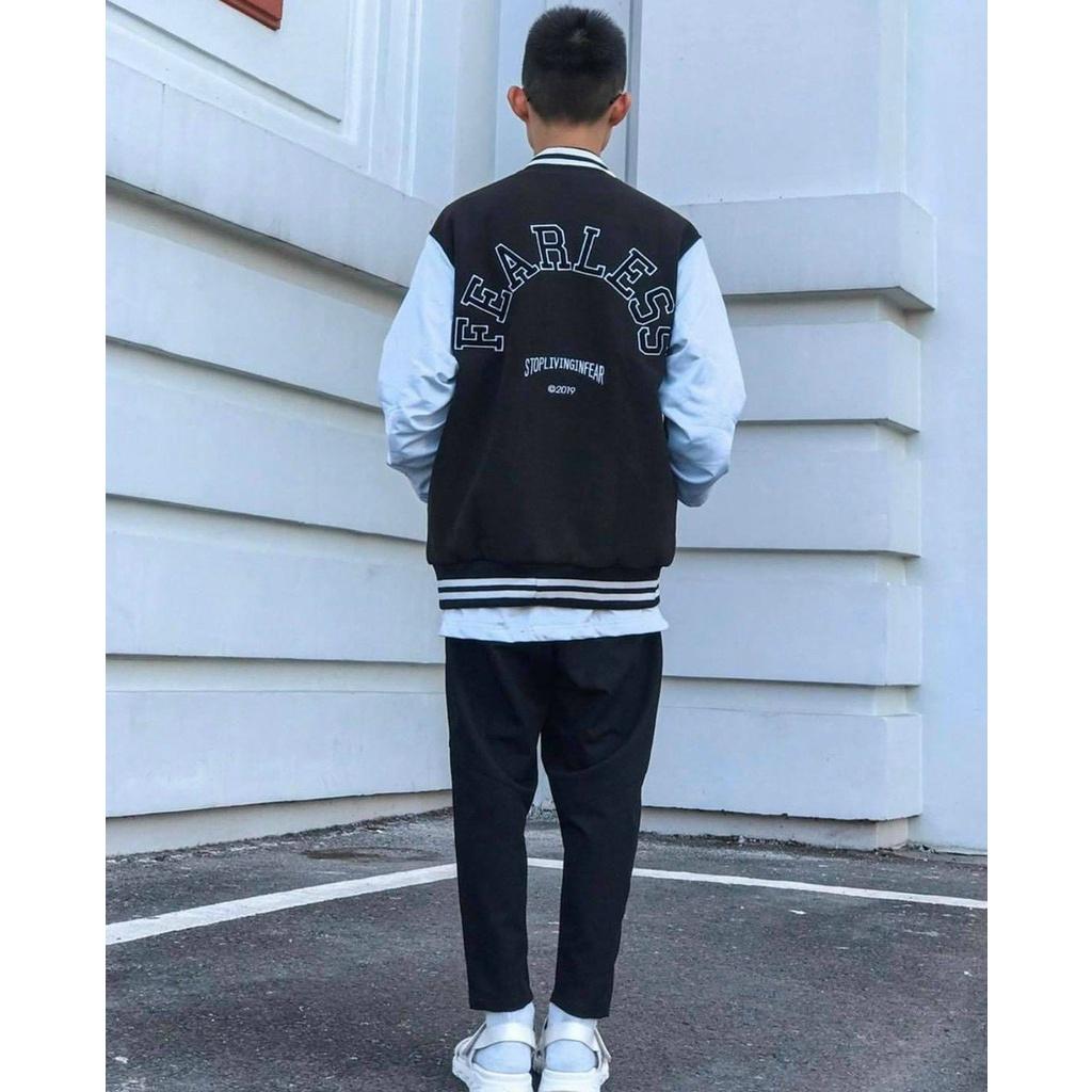 Áo khoác dù nam kiểu bomber logo FEARLESS cá tính năng động thời trang,Áo khoác dù nam nữ cá tính năng động siêu cool thời thượng 2020