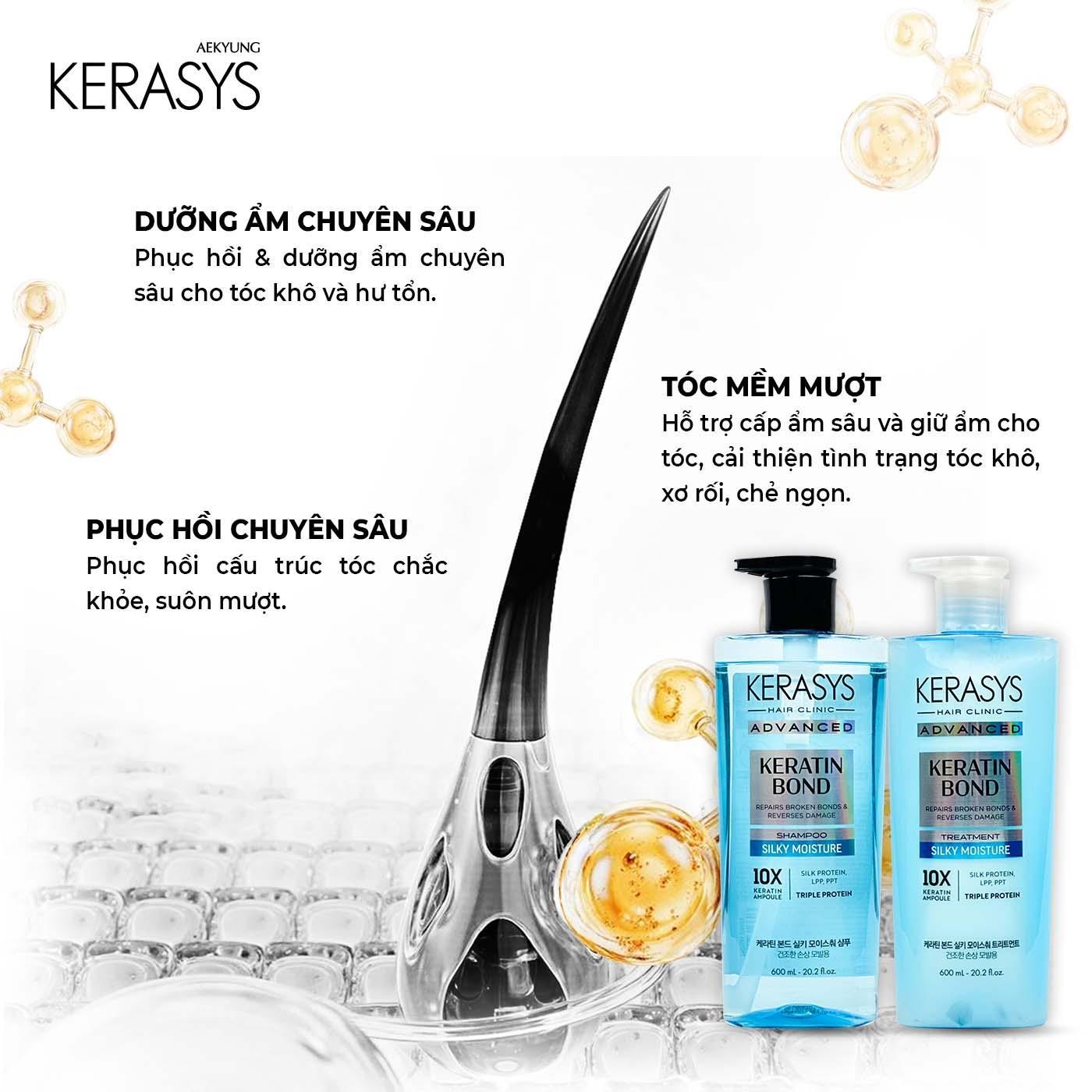 Dầu gội cao cấp Hàn Quốc Kerasys Keratin Bond Silky Moisture (Phục hồi và dưỡng ẩm chuyên sâu) 600ml