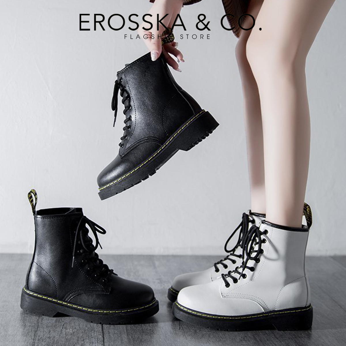 Erosska - Giày boot nữ kiểu dáng basic cổ cao phong cách năng động - GB012