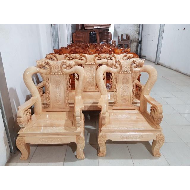 Bàn ghế gỗ sồi phòng khách cổ điển