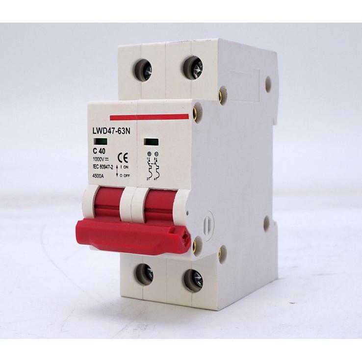 Bộ ngắt mạch 1 chiều DC 1000V LW 2P 16A/25A/32A/63A bảo vệ hệ thống điện 1 chiều chống quá tải át 1 chiều