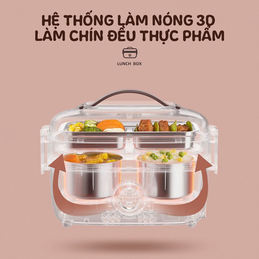 Hộp cơm điện hâm nóng và giữ nhiệt đồ ăn Yoice 2 tầng khay inox không gỉ thích hợp cho nhân viên văn phòng - HÀNG CHÍNH HÃNG