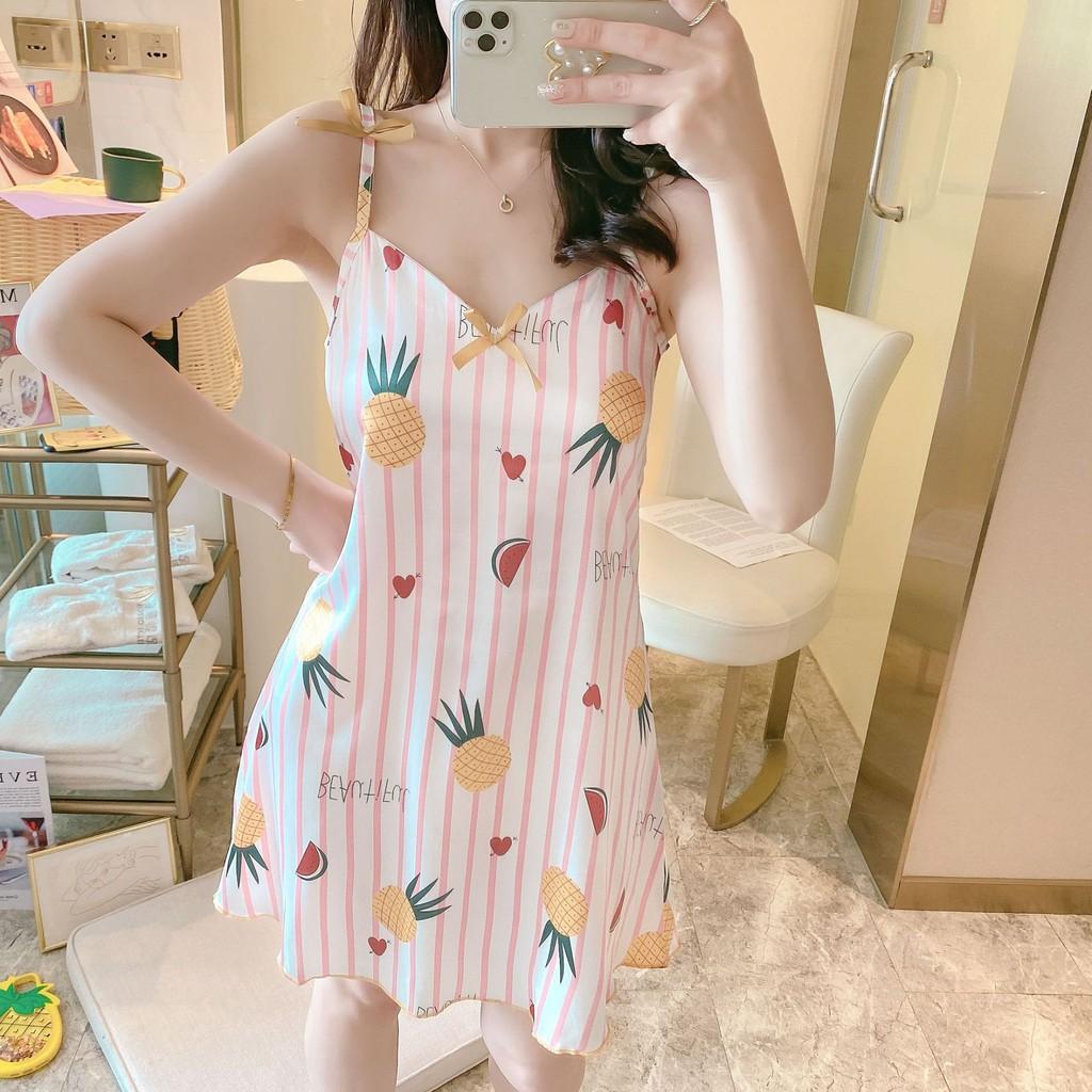 Váy Nữ 2 dây chất lụa mềm mát ️ - Đầm ngủ cao cấp mùa hè xinh xắn dễ thương️ V2D290