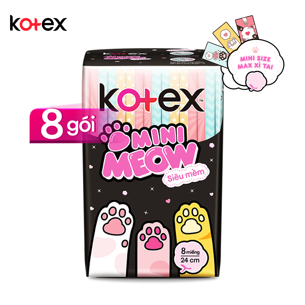 Combo 8 Băng vệ sinh Kotex Mini Meow Siêu Mềm SMC 8 miếng