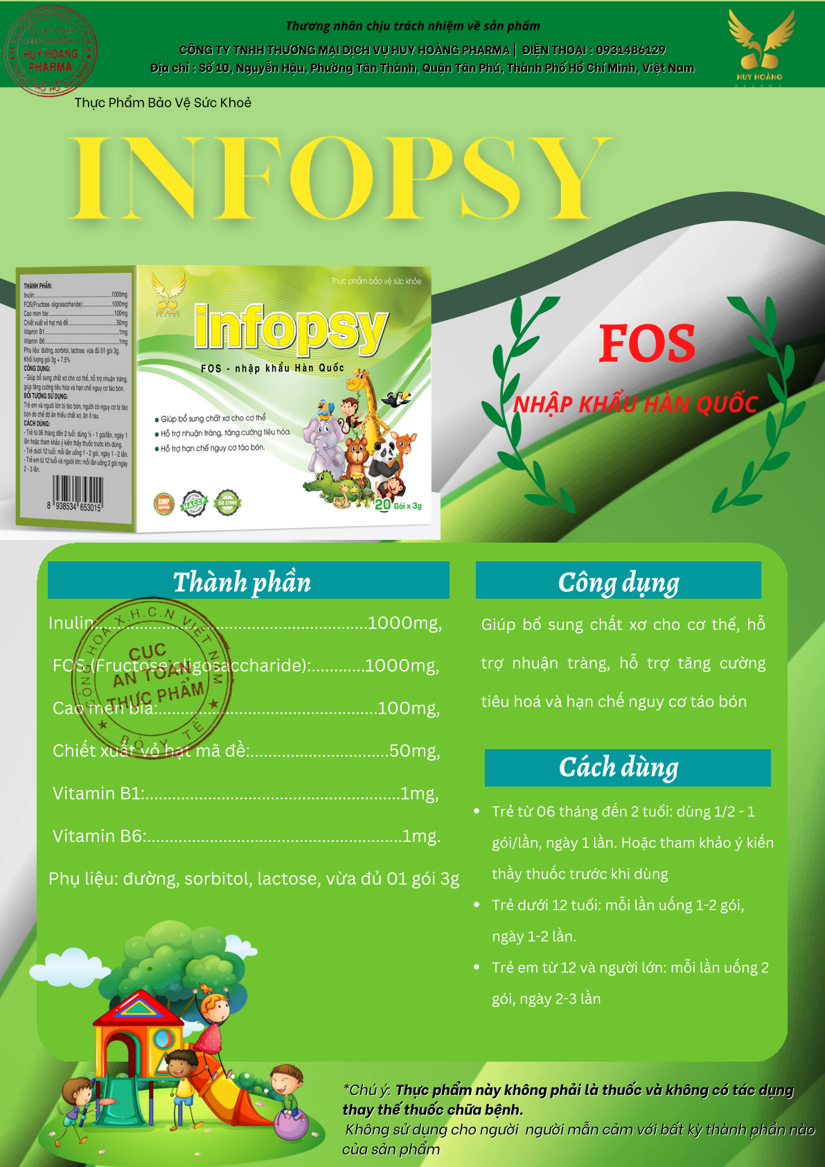Thực phẩm bảo vệ sức khỏe Cốm chất xơ Infopsy Hộp 20 gói