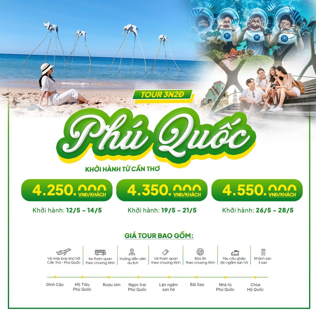 Tour Phú Quốc 3N2Đ Tháng 5 - Khám phá đảo ngọc Phú Quốc