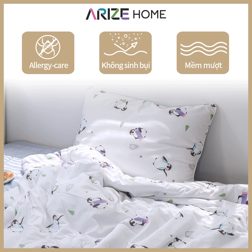 Chăn Chần Bông Arize Vải Microfiber Chim Cánh Cụt Penguin 1.5x2m