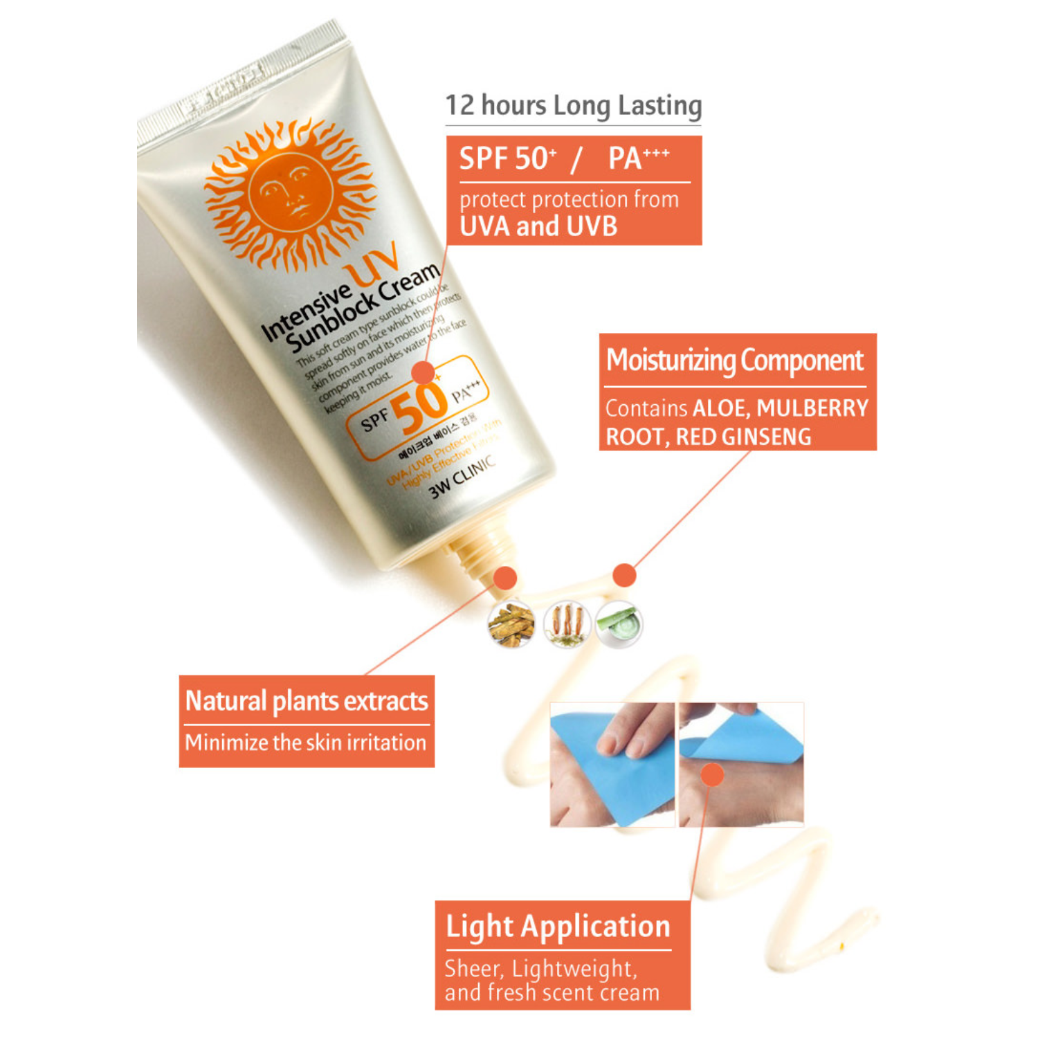 Kem Chống Nắng 3W Clinic Sunblock Cream SPF 50+ PA+++ Giúp Bảo Vệ Da Tối Ưu UV 70 ml