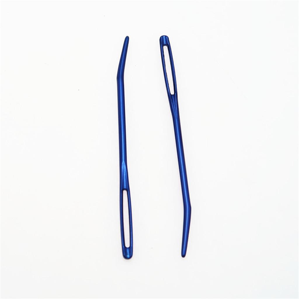 4 Pieces Aluminium Large-eye Bent Tip Tapestry Darning Needle DIY Knitting Craft