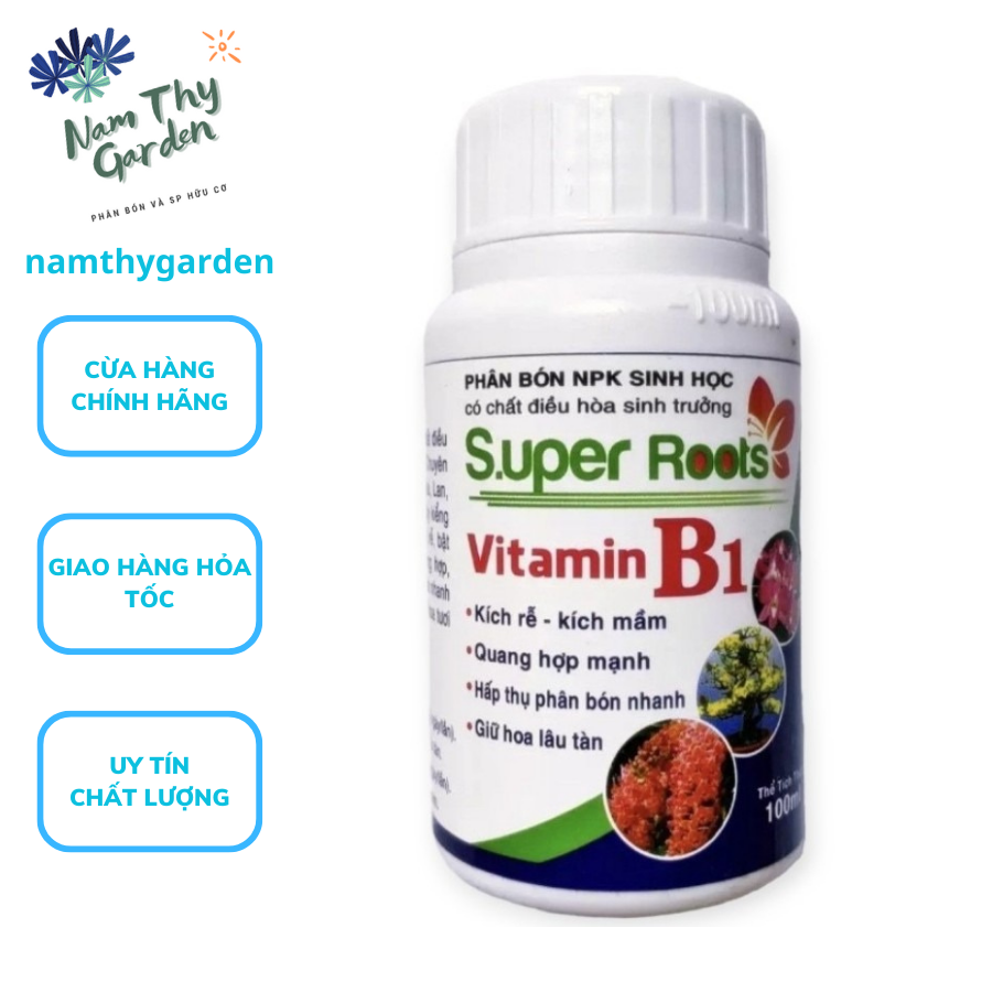 Phân Bón NPK Sinh Học Chuyên Kích Rễ Có Chất Điều Hòa Sinh Trưởng Super Roots Vitamin B1 100ml, thuốc kích rễ