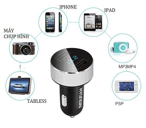 Bộ chia tẩu sạc ô tô USB Huyndai HY36 loại tốt - Hàng nhập khẩu