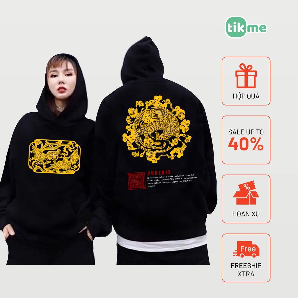 Áo Hoodie nỉ Tikme unisex phoenix phụng tứ linh trong ăn hóa Việt áo hai mặt size XS-2XL