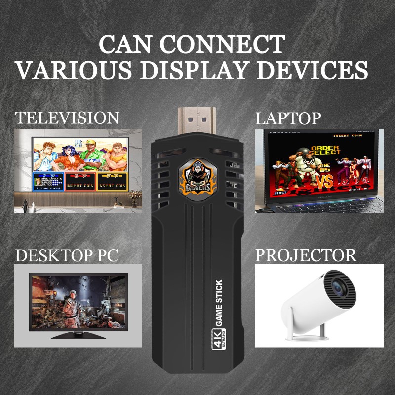 Bộ Máy Retro Gamestick X2 64G 2 tay cầm kết nối HDMI cho màn hình Tivi máy chiếu hàng nhập khẩu
