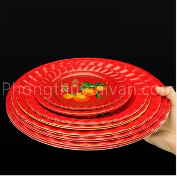 Dĩa Trái cây Đỏ bàn thờ Bẹt,không Đế tiện lợi