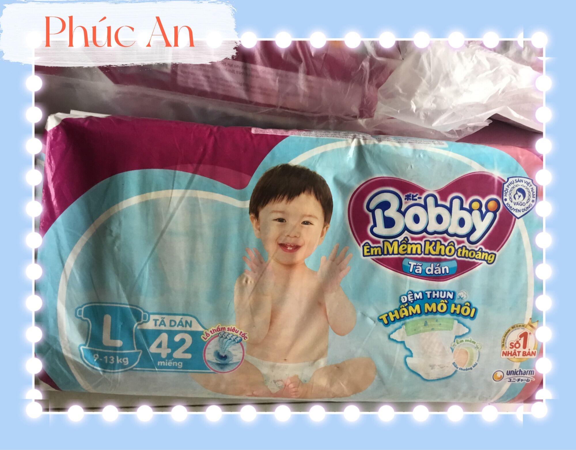 Tã Dán Trẻ Em Bobby Size L 42 Miếng  Êm Mềm Khô Thoáng - Bỉm Dán Bobby Size L