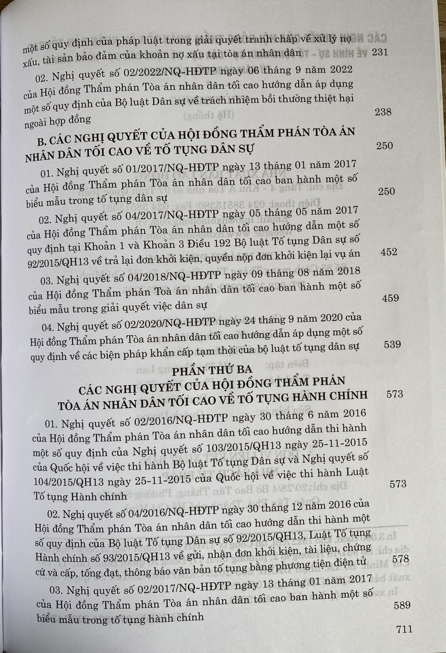 Các Nghị Quyết Của Hội Đồng Thẩm Phán Toà Án Nhân Dân Tối Cao Về Hình Sự - Tố Tụng Hình Sự - Dân Sự - Tố Tụng Dân Sự -Hành Chính