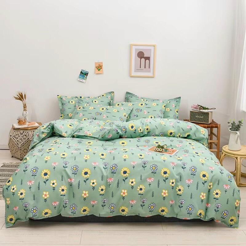 Bộ chăn ga Cotton Poly M2T bedding chăn ga Hàn Quốc hoa mặt trời đủ size miễn phí bo chun