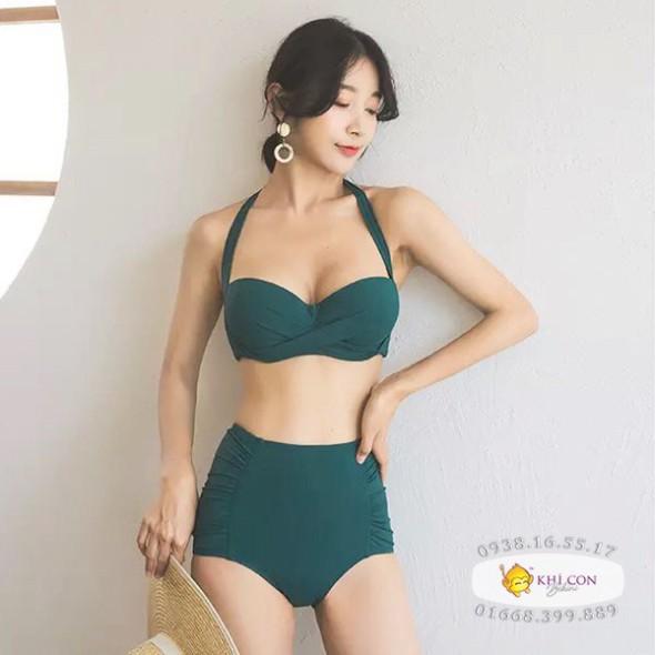 Bikini, đồ bơi 2 mảnh áo crop dây dày mix quần nhún lưng cao 2