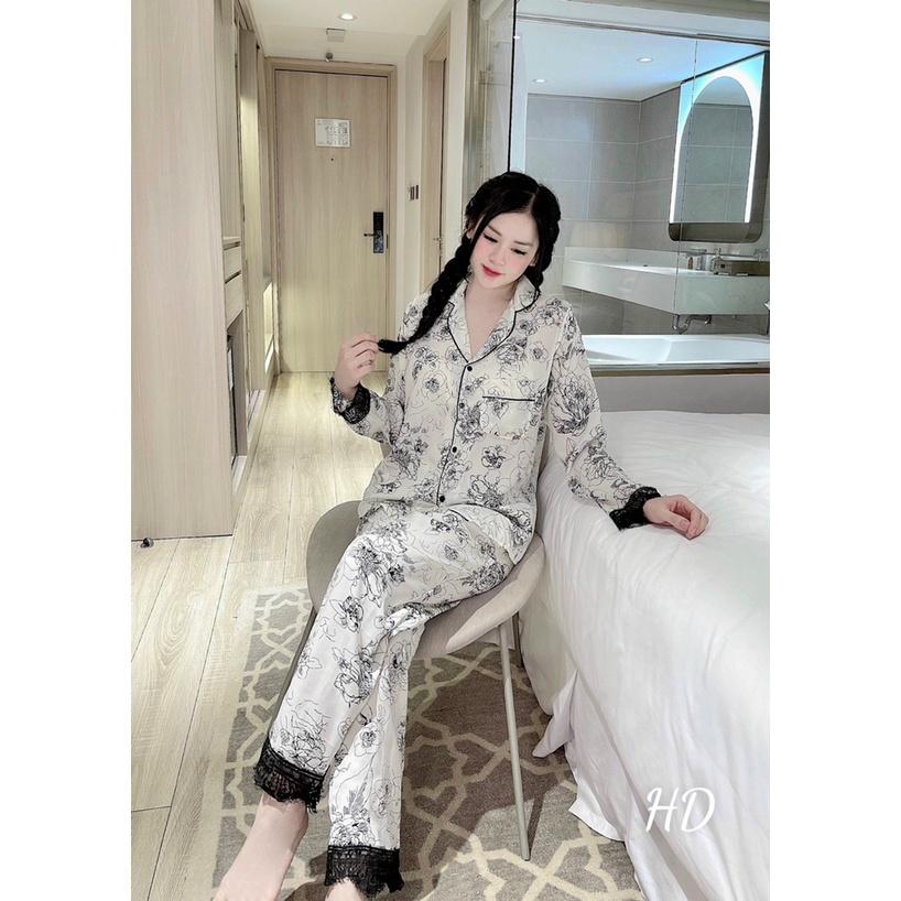 Bộ Bồ Ngủ Lụa Mango, Bộ Pijama Phối Ren HHC Store