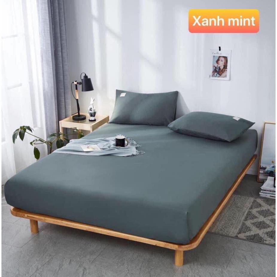 Bộ Ga giường, ga gối TC trơn 1 mầu gồm 1 ga và 2 áo gối nằm