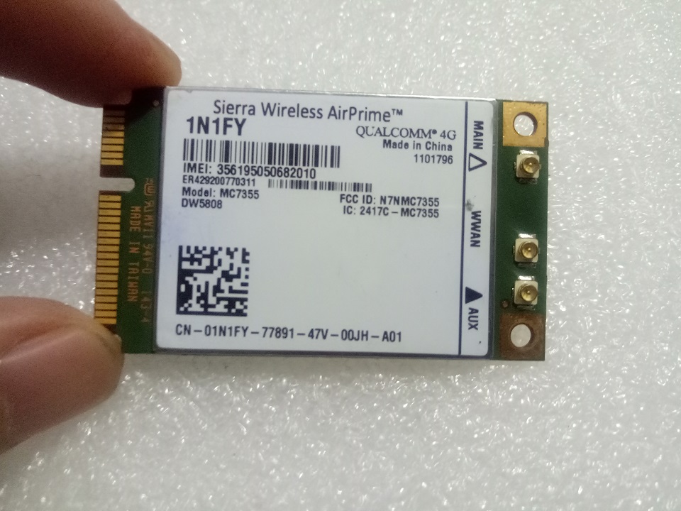 Card wwan 4G Qualcomm 4G DW5808 - MC7355 (1N1FY) dùng cho laptop Dell M4800, M6800,E6540, E5440,E7240, E7440, E6440 - Hàng nhập khẩu