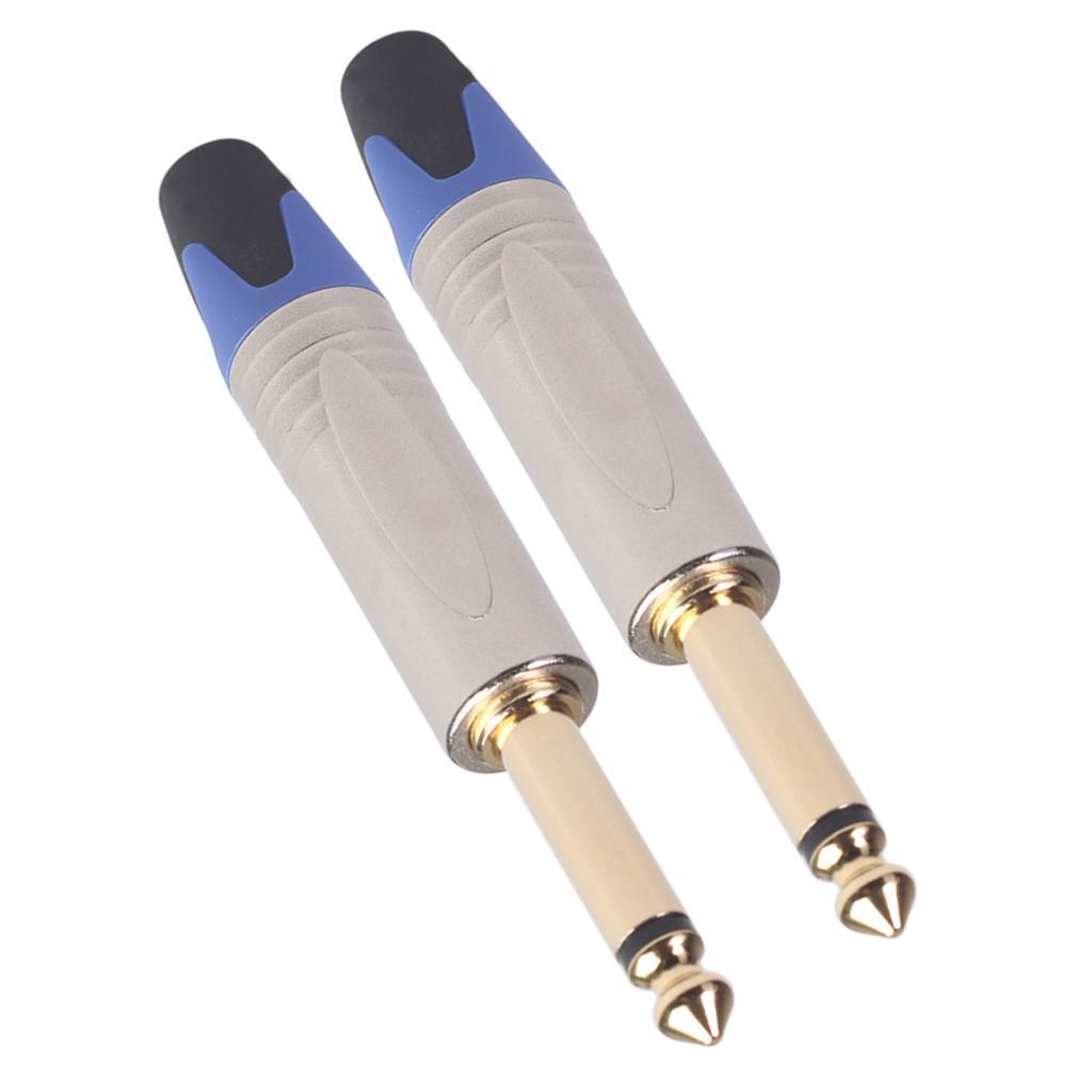 Pack of 2 1/4 6.35mm Stereo Solder Connector Jack Plug Mixer Microphone