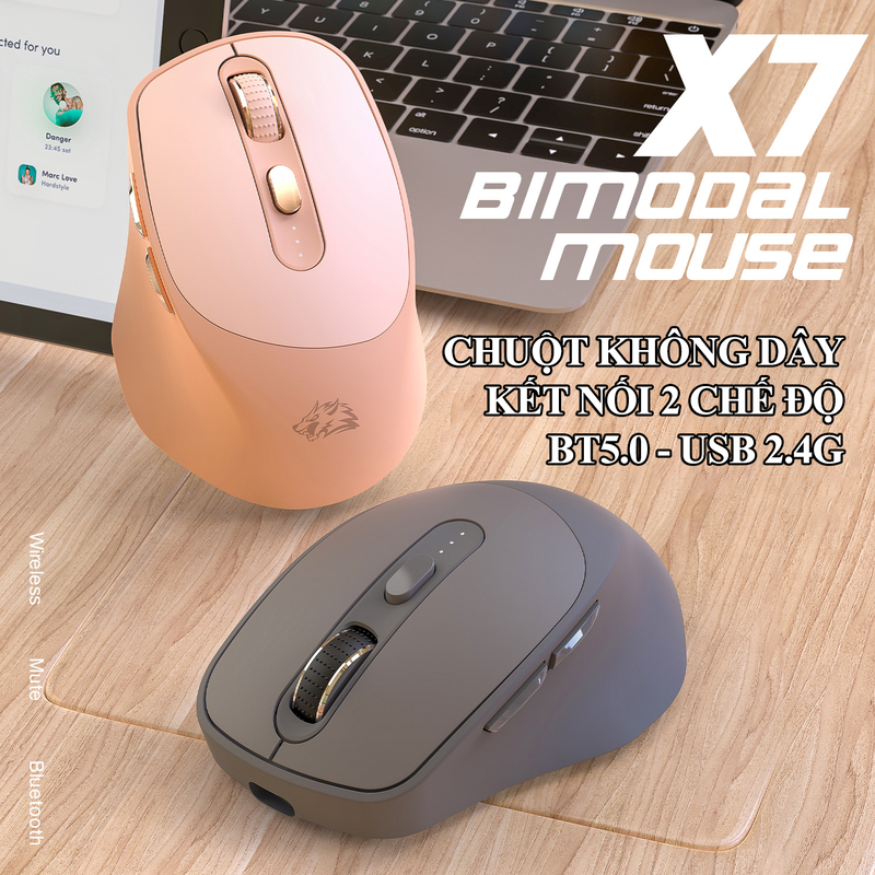 Combo bàn phím và chuột không dây chuyên game FREEWOLF M87 + X7 kết nối Bluetooth và chip USB 2.4G có đèn led 7 màu dành cho game thủ - Hàng Chính Hãng