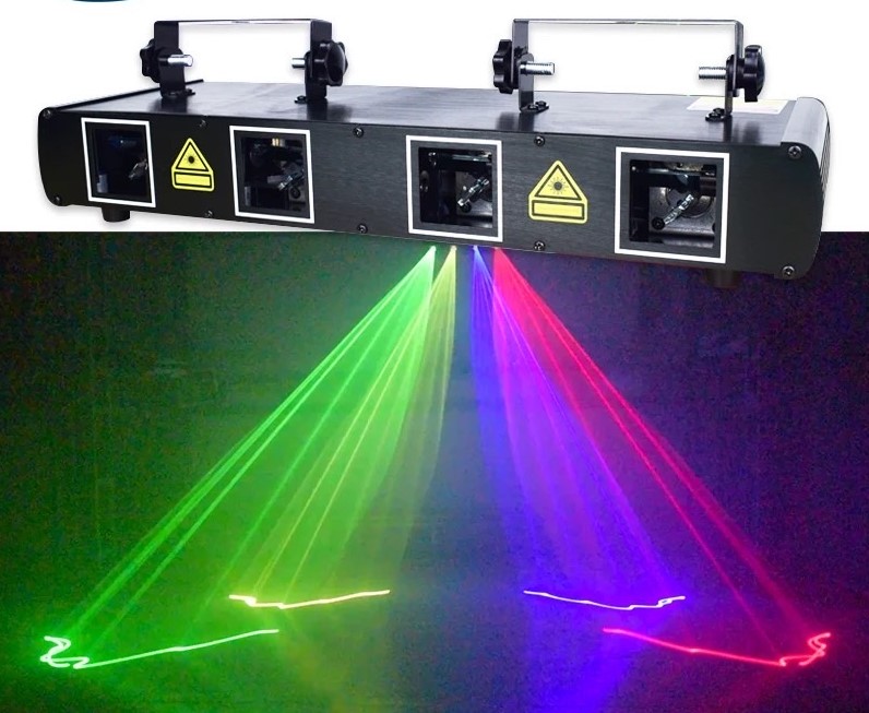 ĐÈN LASER QUÉT TIA 4 CỬA 4 MÀU - THÍCH HỢP DÙNG TRONG SÂN KHẤU VŨ TRƯỜNG , NHÀ HÀNG TIỆC CƯỚI .
