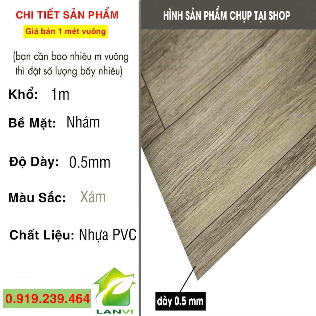 Simili trải sàn - Thảm nhựa trải sàn nhà giả vân gỗ xám nhám (khổ 1m)