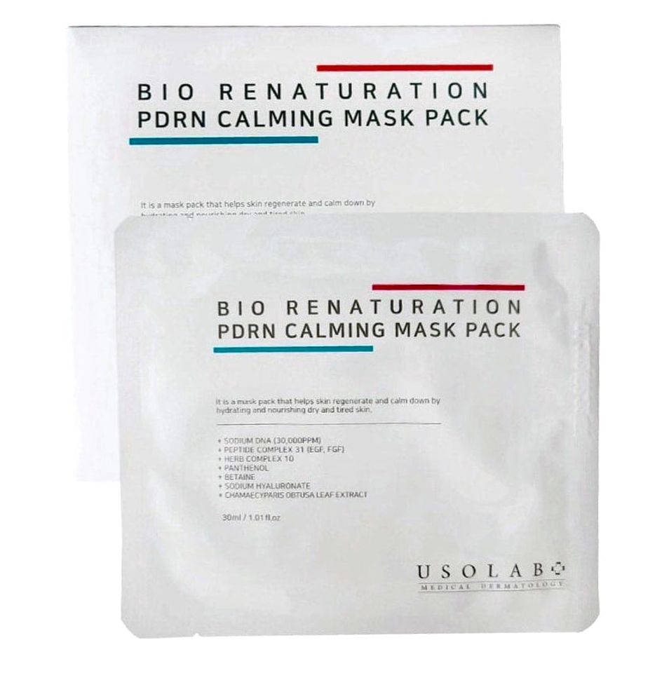 Mặt nạ tái tạo da Usolab Bio Renaturation PDRN Calming Mask Pack (Hộp 10 miếng)