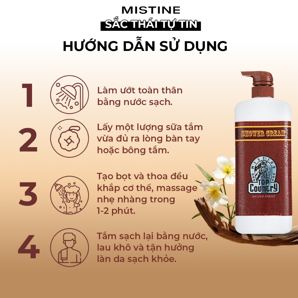 [Tặng lăn khử mùi] Sữa tắm Mistine Top Country Shower Cream 500ml