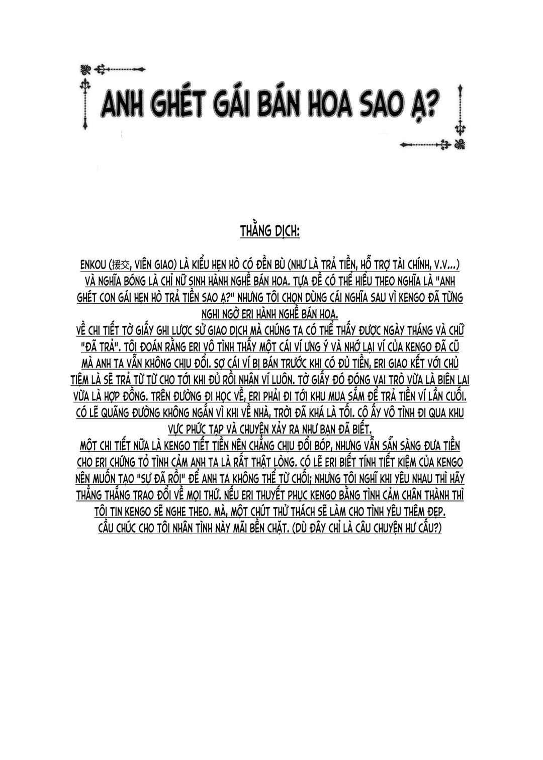 anh ghét gái bán hoa à? chapter 1 20