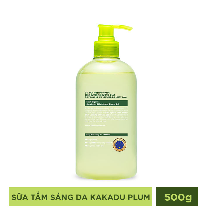 Gel tắm Fresh Organic Sáng da rạng rỡ chiết xuất Mận kakadu hữu cơ 500g