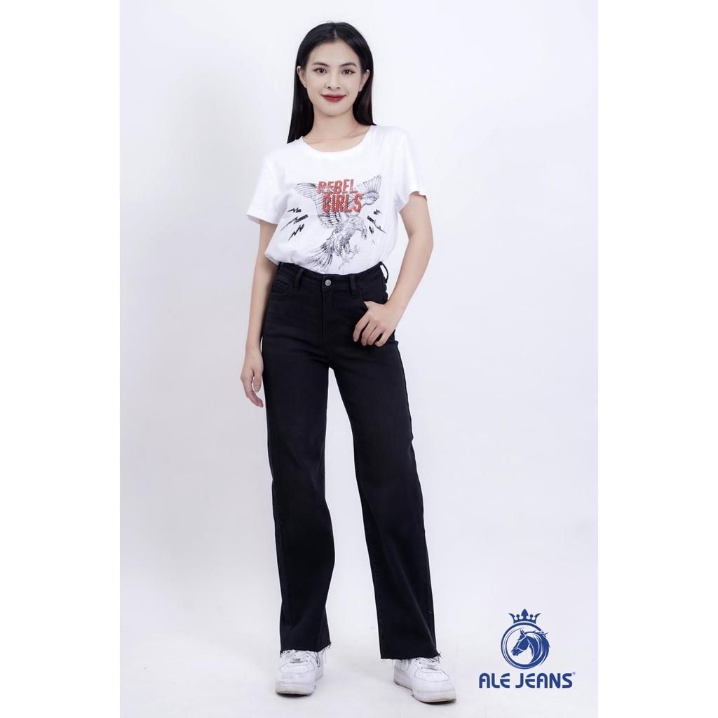 Quần Jeans Nữ Ống rộng  WWID001BK ALE JEANS - Đen nhũ thả lai