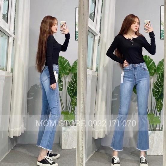 QUẦN JEANS ỐNG LOE LƯNG SIÊU CAO, CẠP CAO NÂNG MÔNG TÔN DÁNG