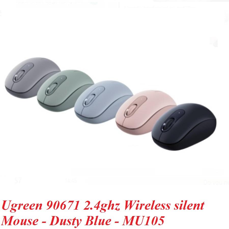 Ugreen UG90671MU105TK 10m 2400dpi Dusty Blue Chuột không dây Silent 2.4ghz kèm pin AA - HÀNG CHÍNH HÃNG