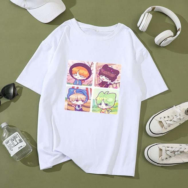 Áo phông hình chibi BTS áo thun trắng ngắn tay nam và nữ